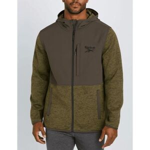 Reebok Men’s Full-Zip Knit Hoodie Jacket Caro Green Size L – Casual Outdoor Acti